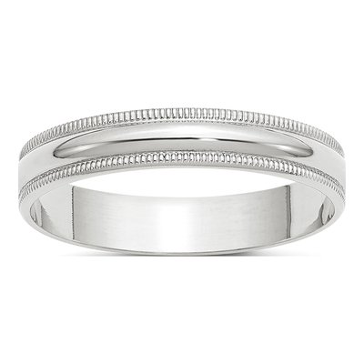14K White Gold 4mm Domed Milgrain Wedding Band