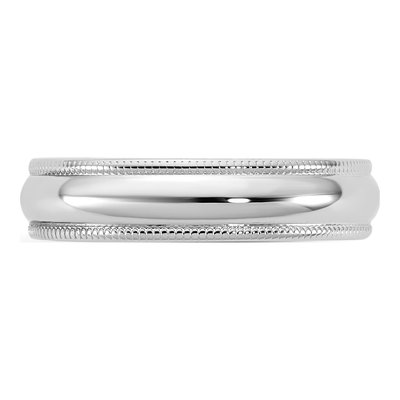 14K White Gold 4.5mm Domed Milgrain Wedding Band – view 3