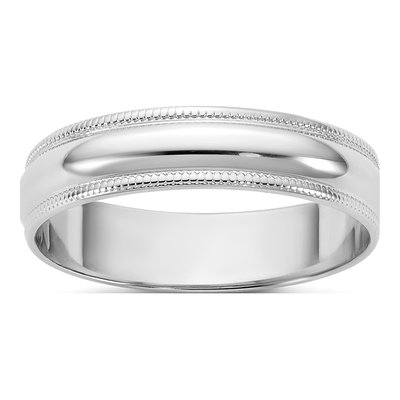 14K White Gold 4.5mm Domed Milgrain Wedding Band