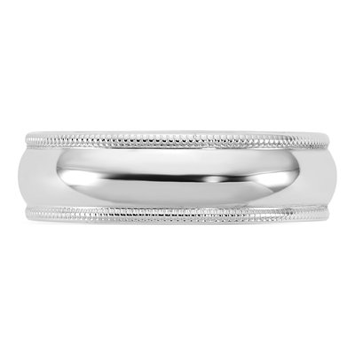14K White Gold 5.5mm Domed Milgrain Wedding Band – view 3