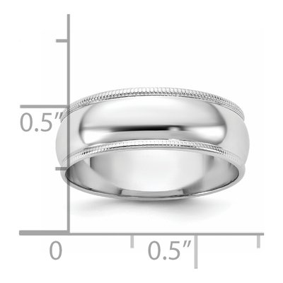 14K White Gold 6.5mm Milgrain Half Round Wedding Band – view 4