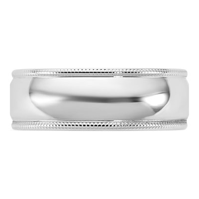 14K White Gold 6.5mm Domed Milgrain Wedding Band – view 3