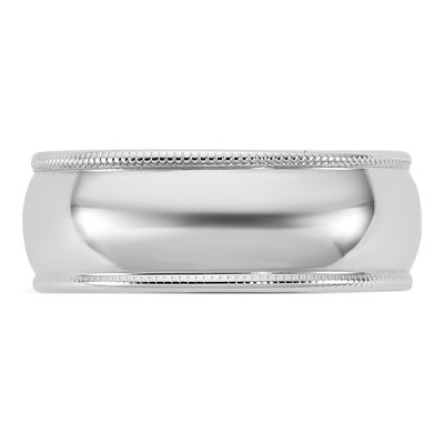 14K White Gold 7mm Domed Milgrain Wedding Band – view 3