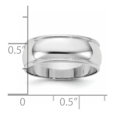 14K White Gold 7mm Domed Milgrain Wedding Band – view 4