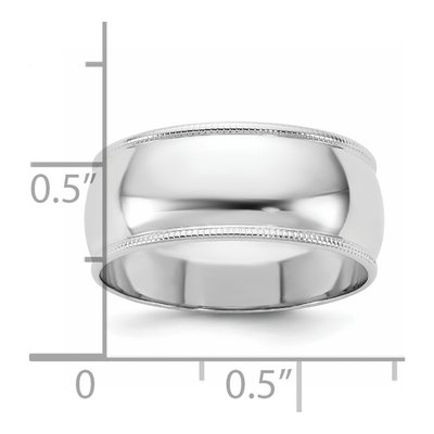 14K White Gold 8mm Milgrain Half Round Wedding Band – view 4