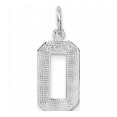 14K White Gold Number 0 Charm – view 4