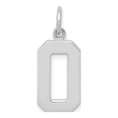 14K White Gold Number 0 Charm