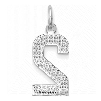 14K White Gold Number 2 Charm – view 4