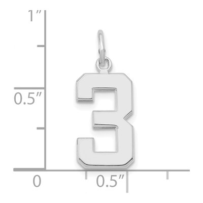 14K White Gold Number 3 Charm – view 5