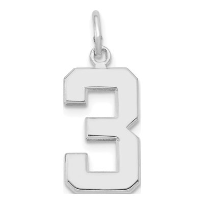 14K White Gold Number 3 Charm