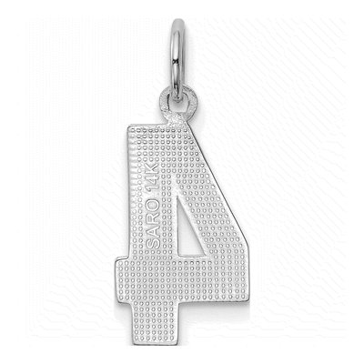 14K White Gold Number 4 Pendant – view 4