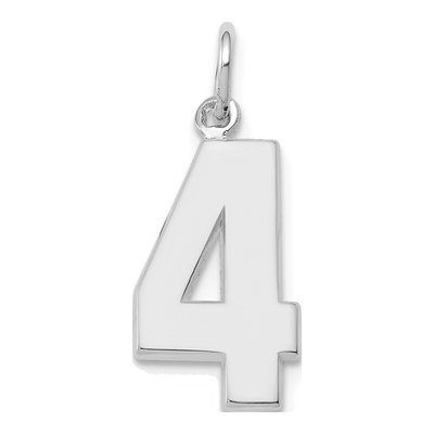14K White Gold Number 4 Pendant