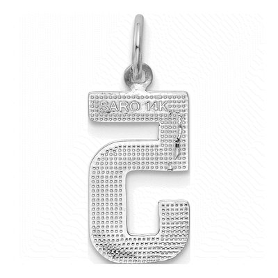 14K White Gold Number 5 Pendant – view 4
