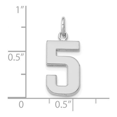 14K White Gold Number 5 Pendant – view 5