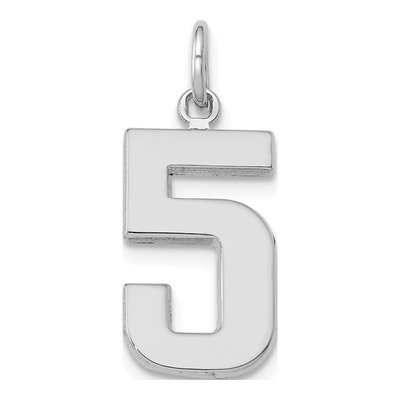 14K White Gold Number 5 Pendant