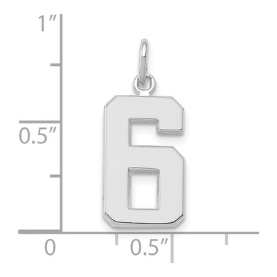14K White Gold Number 6 Pendant – view 5