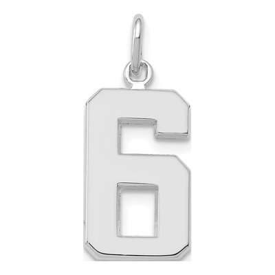 14K White Gold Number 6 Pendant