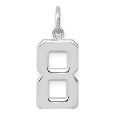 14K White Gold Number 8 Pendant