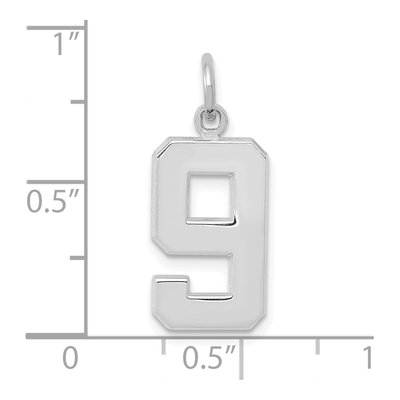 14K White Gold Number 9 Pendant – view 5