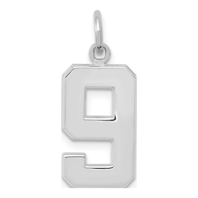 14K White Gold Number 9 Pendant