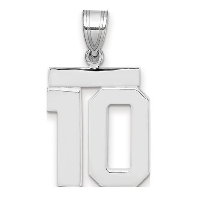 14K White Gold Number 10 Charm
