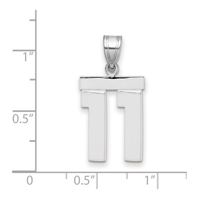 14K White Gold Number 11 Pendant – view 2