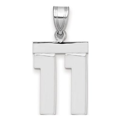 14K White Gold Number 11 Pendant