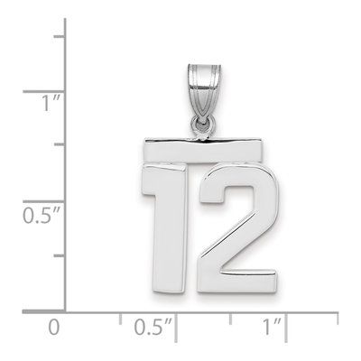 14K White Gold Number 12 Pendant – view 2