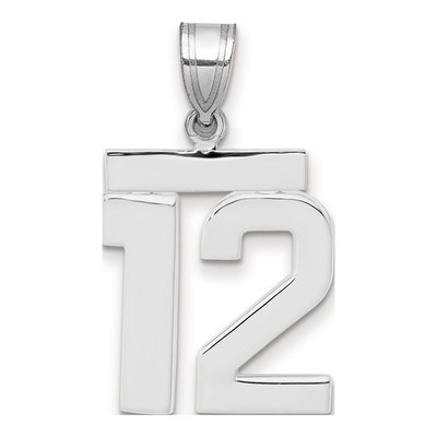14K White Gold Number 12 Pendant