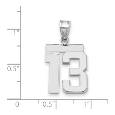 14K White Gold Number 13 Pendant – view 2