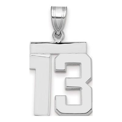 14K White Gold Number 13 Pendant