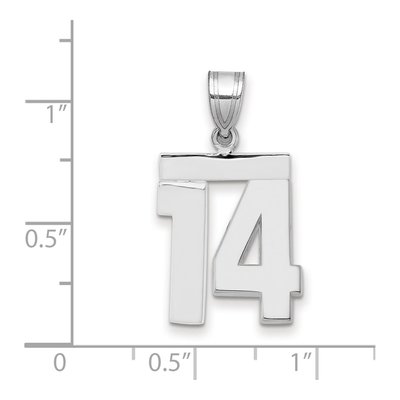 14K White Gold Number 14 Pendant – view 2