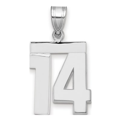 14K White Gold Number 14 Pendant