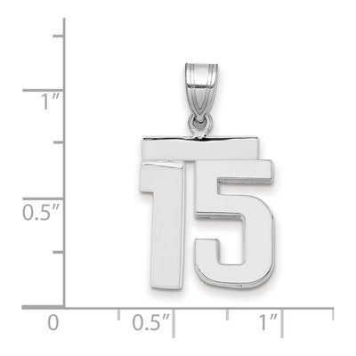 14K White Gold Number 15 Pendant – view 2