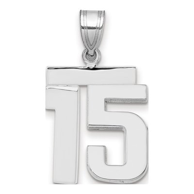 14K White Gold Number 15 Pendant