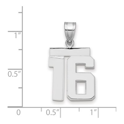 14K White Gold Number 16 Pendant – view 2