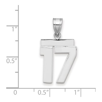14K White Gold Number 17 Pendant – view 2