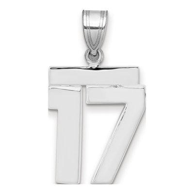 14K White Gold Number 17 Pendant