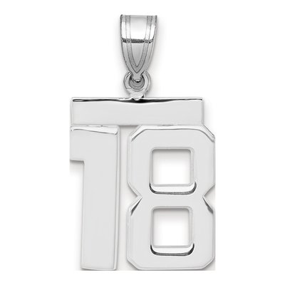 14K White Gold Number 18 Charm