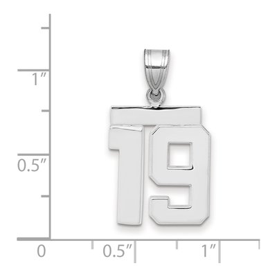 14K White Gold Number 19 Pendant – view 2