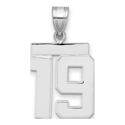 14K White Gold Number 19 Pendant