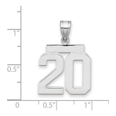 14K White Gold Number 20 Charm – view 2