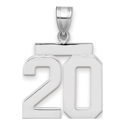 14K White Gold Number 20 Charm