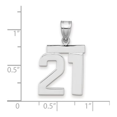 14K White Gold Number 21 Charm – view 2
