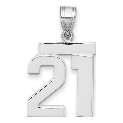 14K White Gold Number 21 Charm