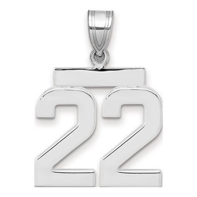 14K White Gold Number 22 Charm