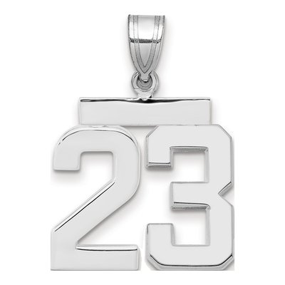 14K White Gold Number 23 Pendant