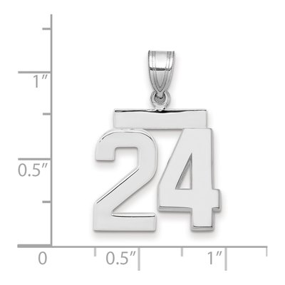 14K White Gold Number 24 Pendant – view 2