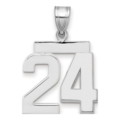14K White Gold Number 24 Pendant