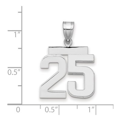 14K White Gold Number 25 Pendant – view 2